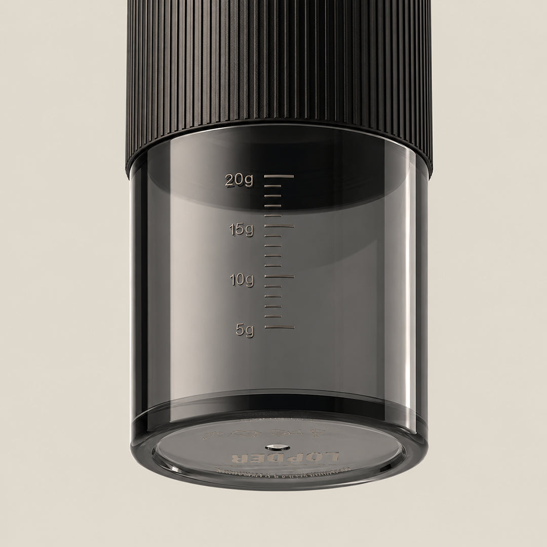Food-safe ABS grounds cup with dose markings for the Lopder MAXA